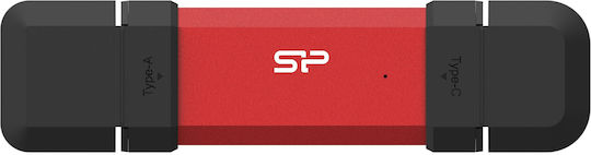 Silicon Power Ds72 250GB USB 3.2 SSD Stick mit Verbindung USB-A & USB-C Rot