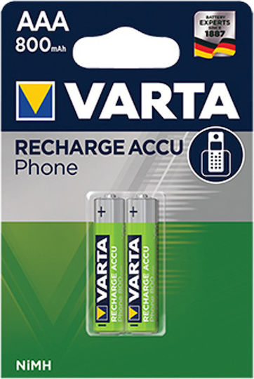 Varta Rechargeable Accu Επαναφορτιζόμενες Μπαταρίες AAA Ni-MH 800mAh 1.2V 2τμχ