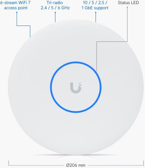 Ubiquiti U7-Pro-XG Access Point Wi‑Fi 7 Tri Band (2.4 & 5 & 6GHz) White