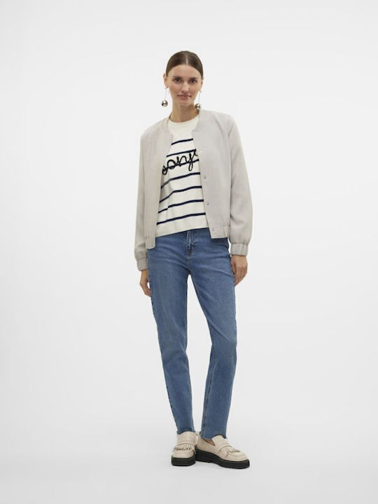 Women's Short Bomber Jacket for Spring or Autumn Vapour Blue/melange
