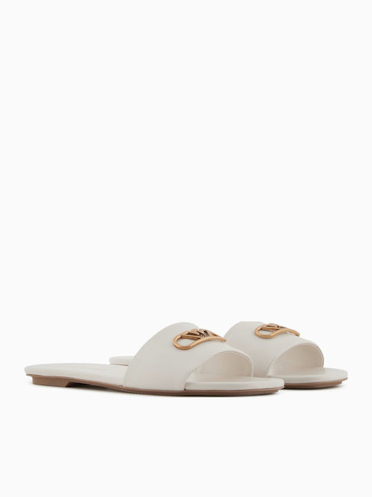 Leather Women's Flat Sandals in White Color