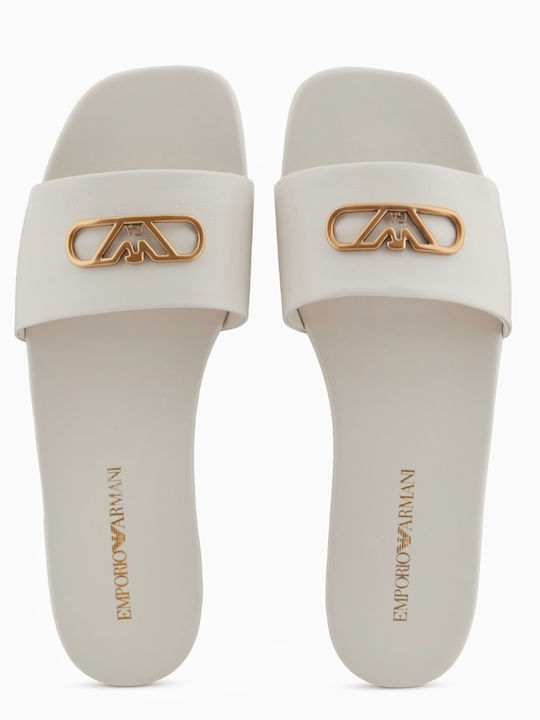 Leather Women's Flat Sandals in White Color