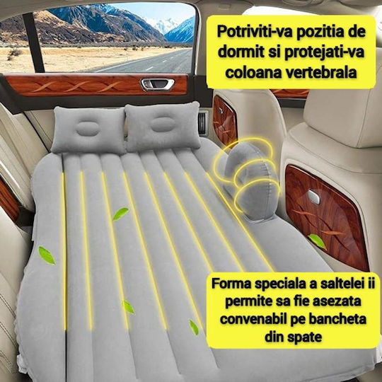 Saltea Gonflabilă pentru Mașină Siks Scaun Spate 2 Perne Incluse Pompă Gri