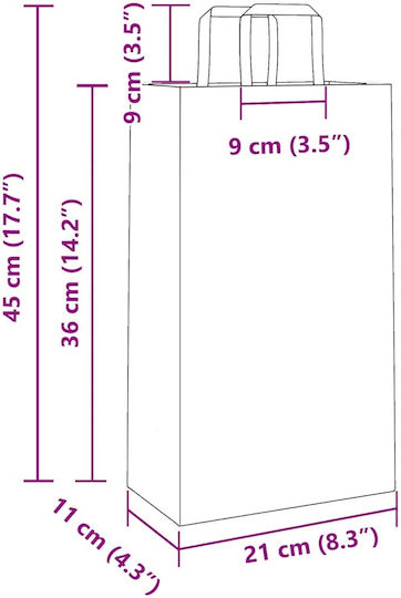 vidaXL Hârtie Geantă pentru Cadou Roz 21x36x11cm. 250buc