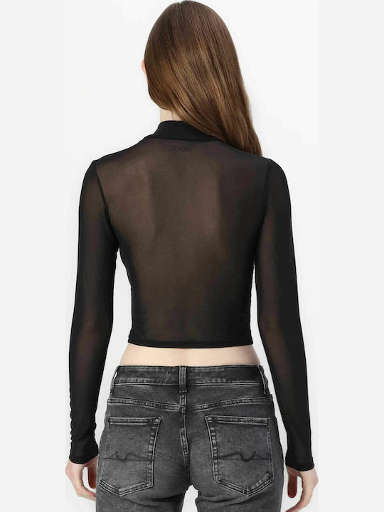 Women's Blouse with Sheerness Black