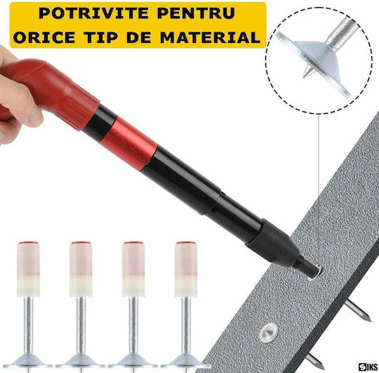 Set de cuie cu vârf de ciupercă Siks, pistol autopropulsat, 200 bucăți, 7,2 mm, alb argintiu