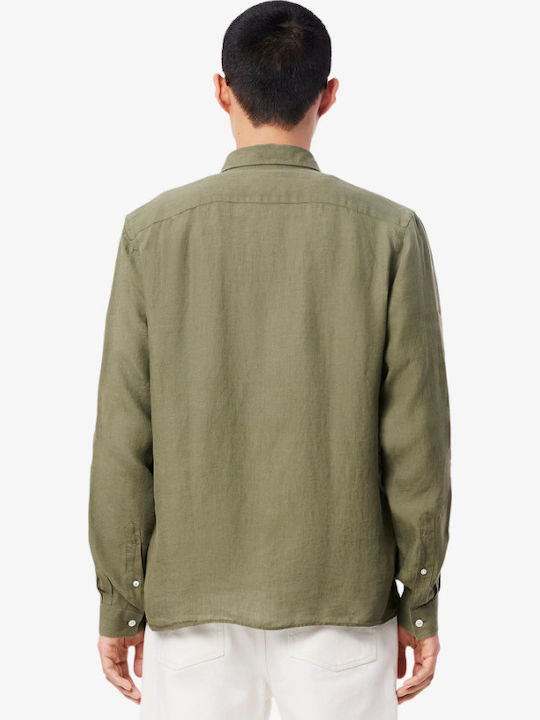 Long-sleeved Linen Shirt Khaki