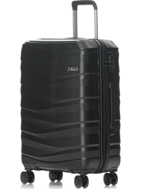 Stelxis Medium Hard Black Suitcase With 4 Wheels Height 67cm