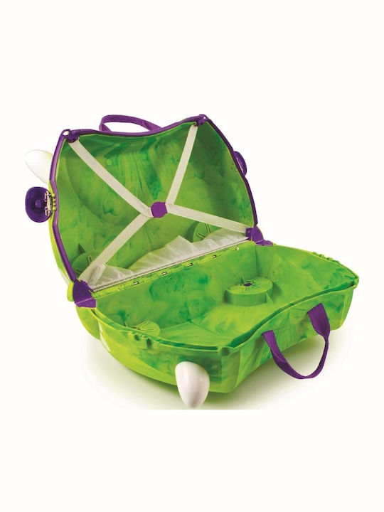Trunki Trunkisaurus Rex Детски Куфар За Пътуване Кабинен Твърд Зелен С 4 Колела Височина 31см
