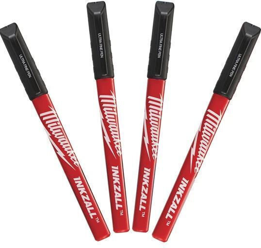 Milwaukee Inkzall Permanent Markers 1mm Black 4pcs