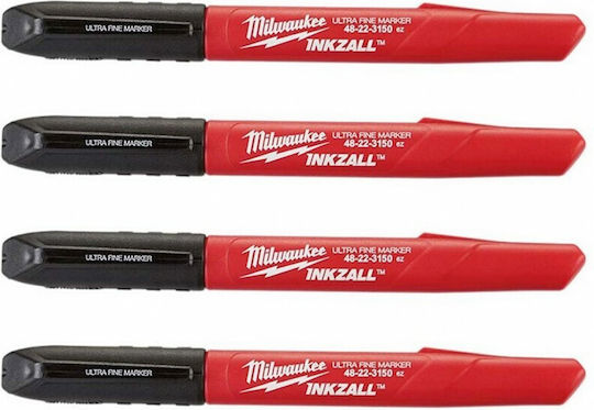 Milwaukee Inkzall Permanent Markers 1mm Black 4pcs