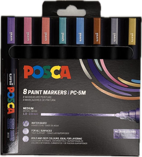 Posca PC-5M Ακρυλικοί Μαρκαδόροι Metallica Colours 2.5mm Σετ 8τμχ