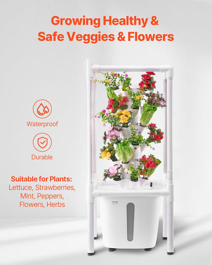 Vevor Hydroponic Growing System Grow Light 30 Pods Hydroponic Tower Garden