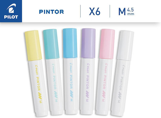 Pilot Pintor Medium Ανεξίτηλοι Μαρκαδόροι Pastel Painter 1.4mm Σετ 6 χρώματα