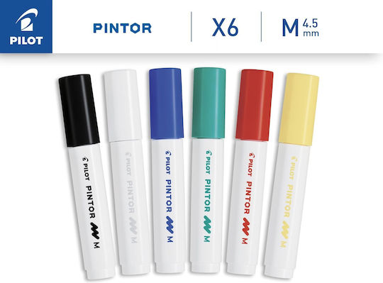 Pilot Pintor Classic Ανεξίτηλοι Μαρκαδόροι Μπλε 4.5mm Σετ 6τμχ