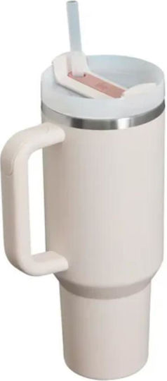 Stanley Quencher H2.0 FlowState Handled Tumbler Thermos Stainless Steel BPA Free 1.18lt Rose Quartz with Straw and Handle