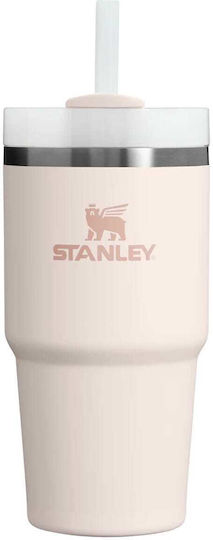 Stanley Quencher H2.0 FlowState Stainless Steel Thermos Glass BPA Free 590ml Rose Quartz with Straw