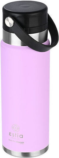Estia Travel Chug Save the Aegean Recyclable Bottle Thermos Stainless Steel BPA Free 750ml Lavender Purple with Loop
