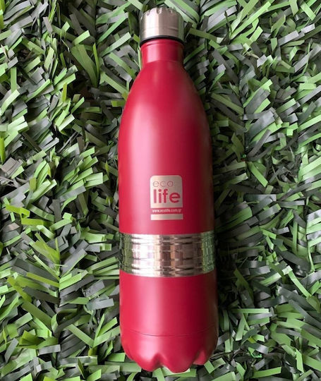 Ecolife Thermos Bottle Bottle Thermos Stainless Steel BPA Free 1lt Red