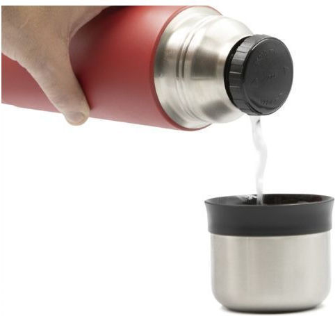 Laken Beverages Recyclable Thermos Bottle Stainless Steel BPA Free 1lt Red With Cap-Cup