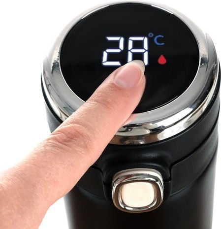 Glass Thermos Stainless Steel 420ml Black with Mouthpiece