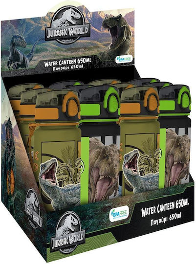 Must Team Plastic Kids Water Bottle Dinosaurs with Straw Tyrannosaurus 650ml