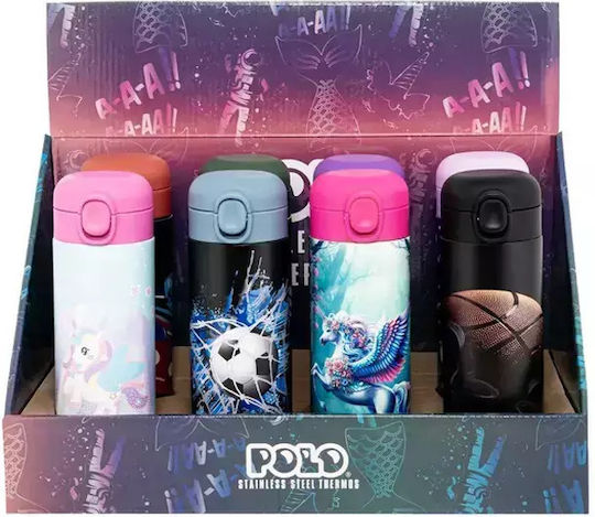 Polo Space Cat Kids Water Bottle Thermos Stainless Steel with Straw 500ml