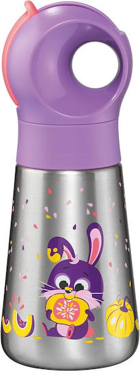 Maped Kids Water Bottle Stainless Steel with Straw Purple 350ml