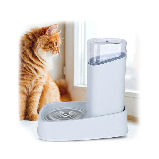 Automatisch Kunststoff Schale mit Behälter Wasser für Hund & Katze auf Basis von 2lt in Grau Farbe