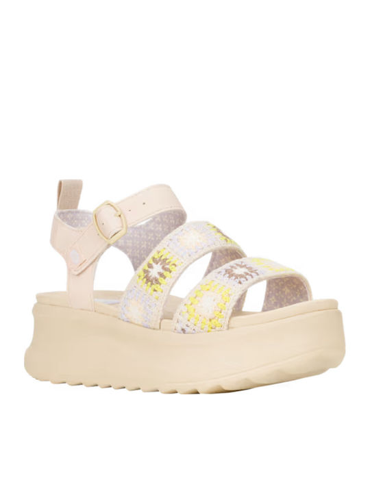 Flache Sandalen für Damen in Beige Farbe