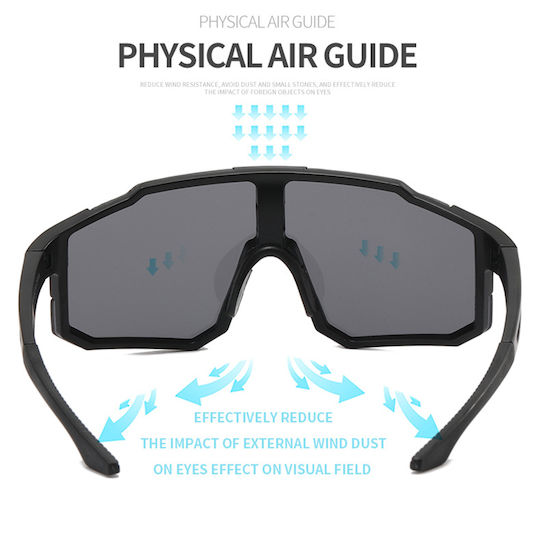 Techsuit Cycling Glasses with Black Frame & Multicolour Lenses