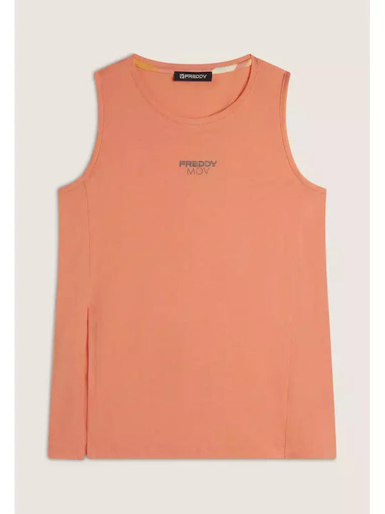 Damen Bluse Ärmellos Koralle