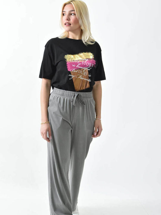Γυναικείο Crop T-shirt Μαύρο