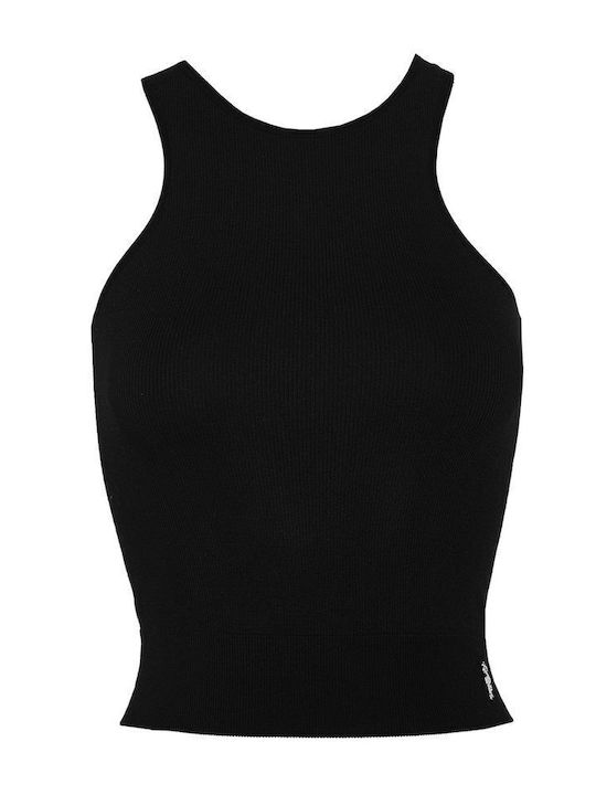 Women's Athletic Crop Top Sleeveless Black