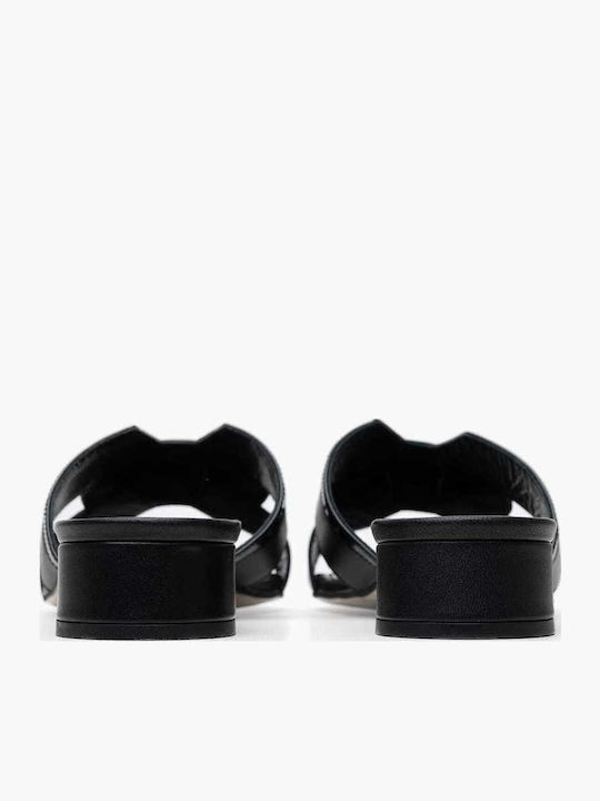 Leder Flache Sandalen für Damen in Schwarz Farbe