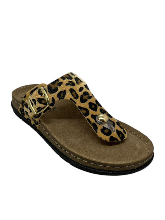 Leather Women's Flat Sandals Anatomic in Brown Color
