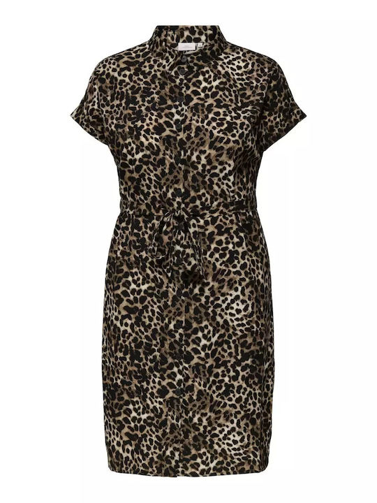 Rochii De Vară Pentru Femei Midi Rochie-Cămașă Leopard