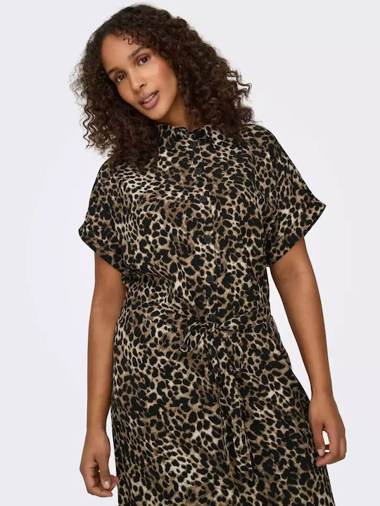 Rochii De Vară Pentru Femei Midi Rochie-Cămașă Leopard