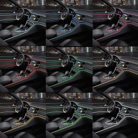 Neon Auto "el Wire" Culoare Mov Lungime 2m Alimentare 12v Driver Inclus