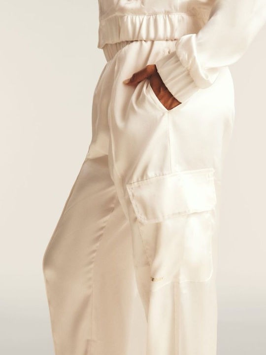 Women's Fabric Trousers Ecru
