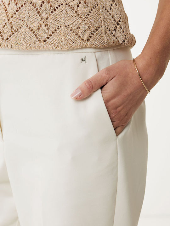 Damen Stoffhose in Verjüngt Bein Stil Off White, Εκρου