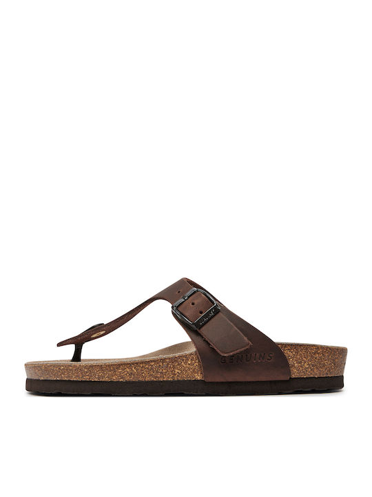 Leather Women's Flat Sandals Brown