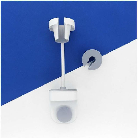 Siks Support Hair Dryer Extra Storage Space Wall Mount No Drilling Self-adhesive Strong Resistance Adjustable White Gray