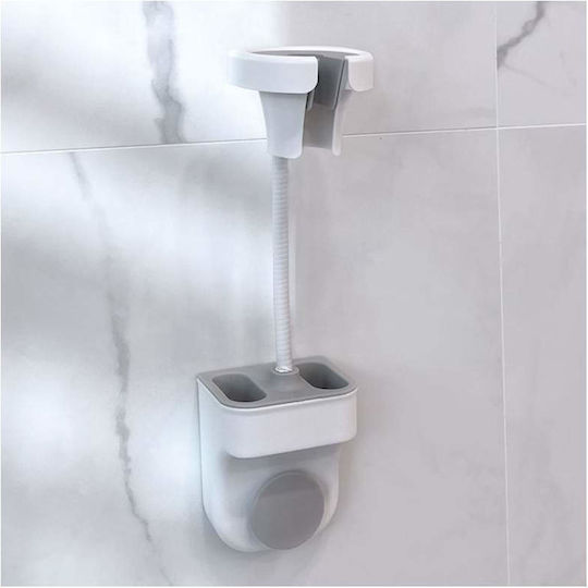 Siks Support Hair Dryer Extra Storage Space Wall Mount No Drilling Self-adhesive Strong Resistance Adjustable White Gray