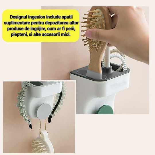 Siks Support Hair Dryer Extra Storage Space Wall Mount No Drilling Self-adhesive Strong Resistance Adjustable White Gray