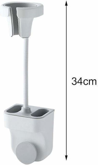 Siks Support Hair Dryer Extra Storage Space Wall Mount No Drilling Self-adhesive Strong Resistance Adjustable White Gray