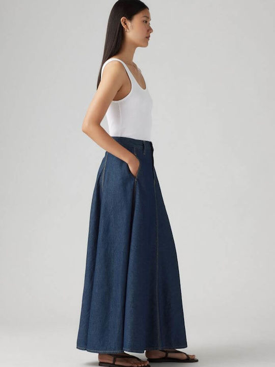 Denim Maxi Fustă Dark Blue