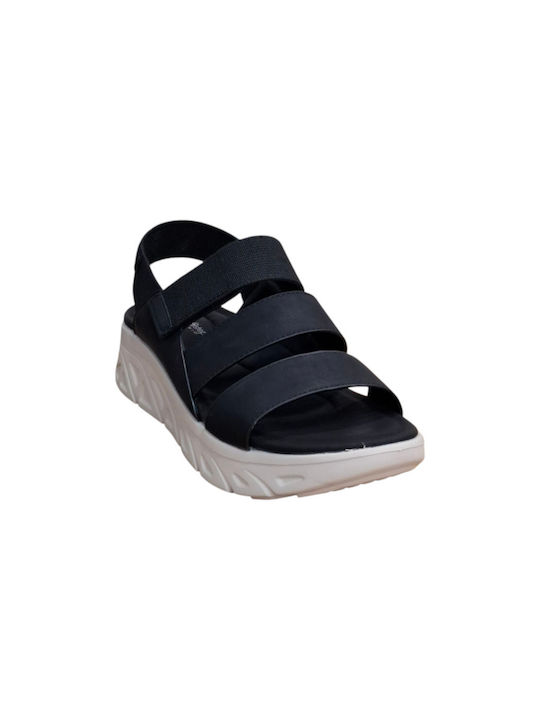 Leather Women's Flat Sandals Anatomic in Black Color