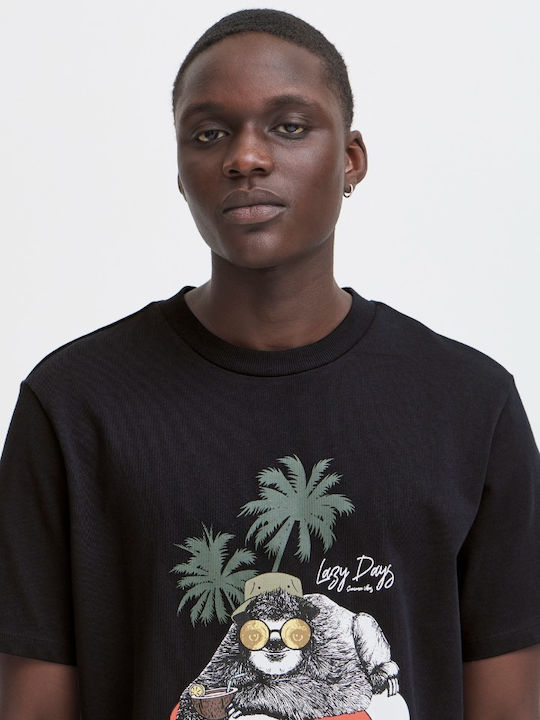 Blend Men's T-shirt Print Regular Fit Bhjerron Tee 20718280-204955 Black Sloth Black