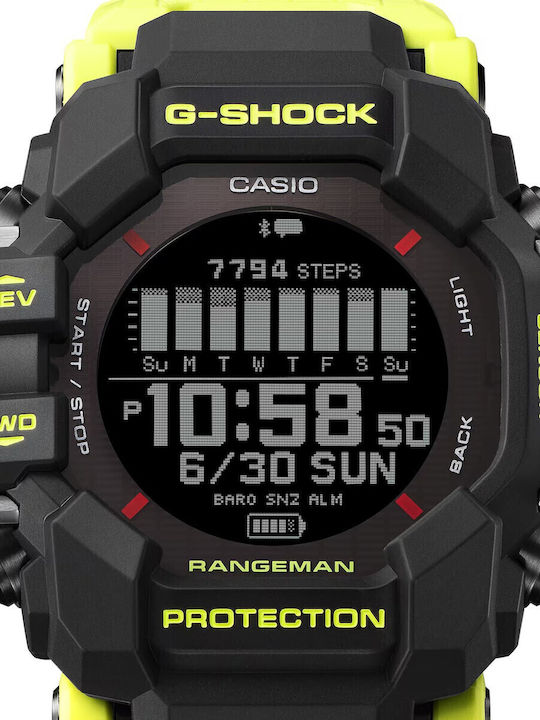 Casio G-Shock Ceas Digital Pentru Bărbați Cronograf Solar Cu Curea Din Cauciuc Galbenă